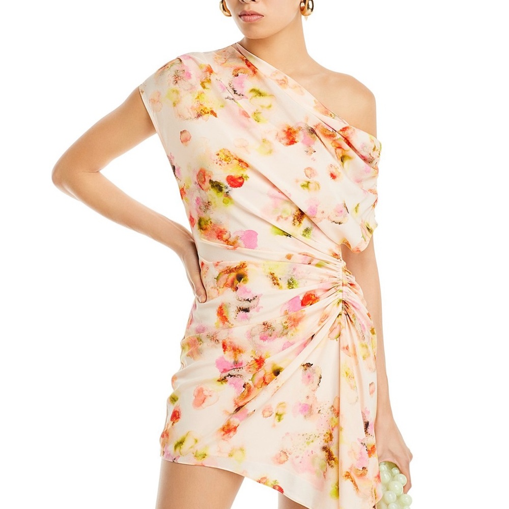 ALC Pink Ruched Asymmetrical Sundress Wedding Guest